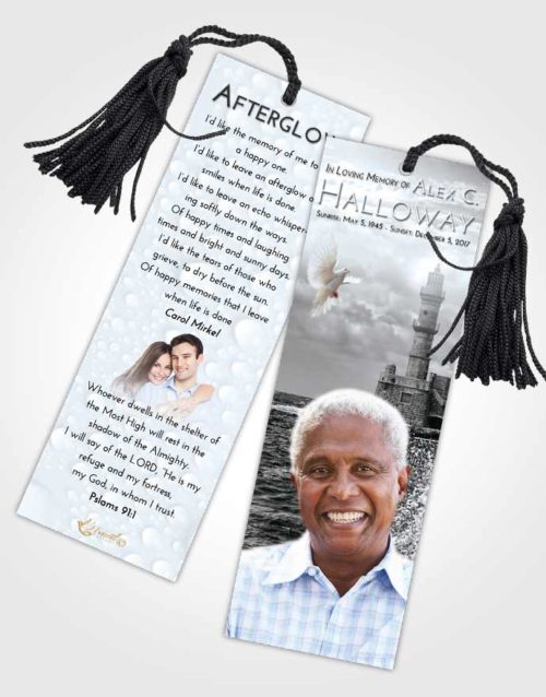 Funeral Bookmark Template Freedom Lighthouse in the Tides