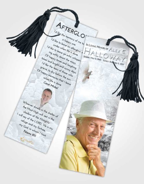 Funeral Bookmark Template Freedom Silver Stream