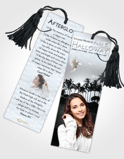 Funeral Bookmark Template Freedom Summer Palms