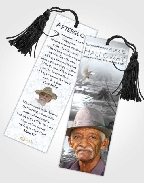 Funeral Bookmark Template Freedom Tropical Beach