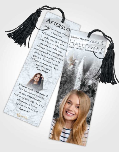 Funeral Bookmark Template Freedom Waterfall Happiness