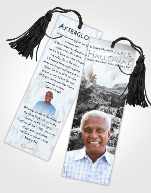 Funeral Bookmark Template Freedom Waterfall Masterpiece