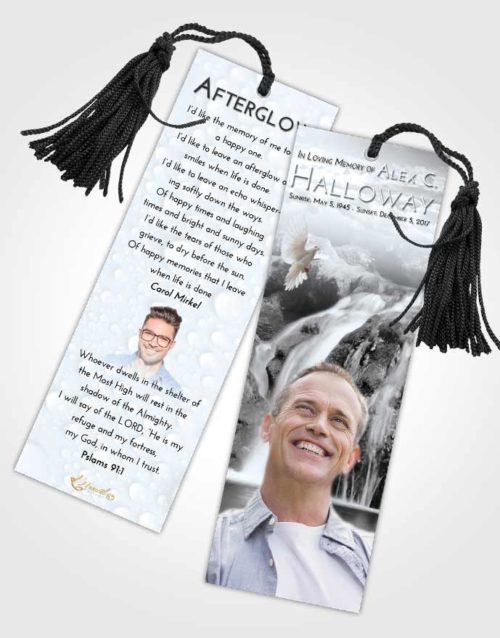 Funeral Bookmark Template Freedom Waterfall Paradise