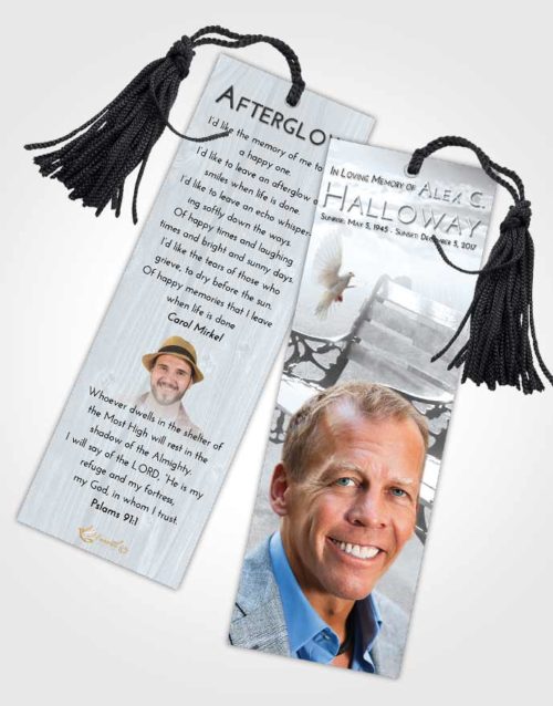 Funeral Bookmark Template Freedom Winter Bench