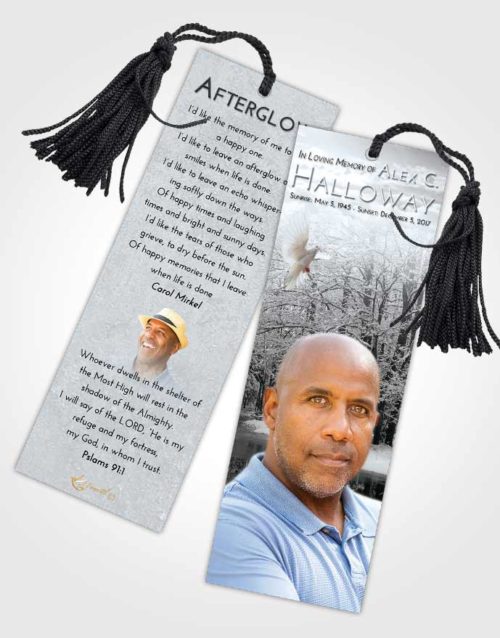 Funeral Bookmark Template Freedom Winter Pond