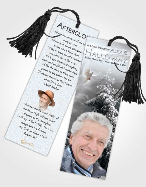 Funeral Bookmark Template Freedom Winter Wonderland