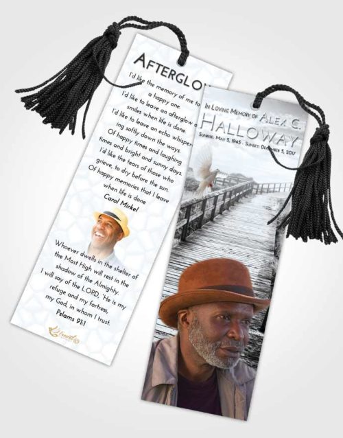 Funeral Bookmark Template Freedom Wooden Walk