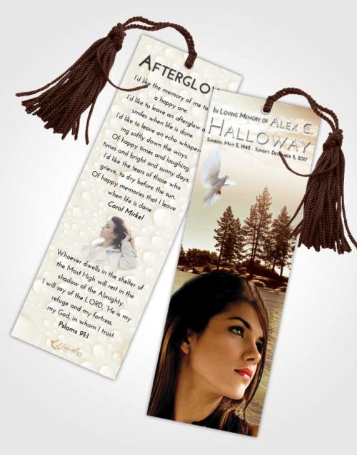 Funeral Bookmark Template Golden Coral Waters