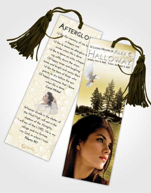 Funeral Bookmark Template Harmony Coral Waters