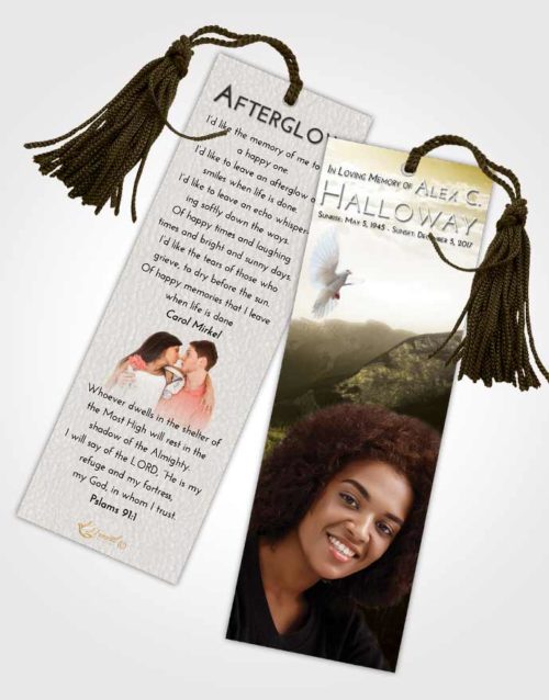 Funeral Bookmark Template Harmony Graceful Mountains