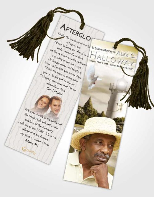 Funeral Bookmark Template Harmony Lighthouse Laughter