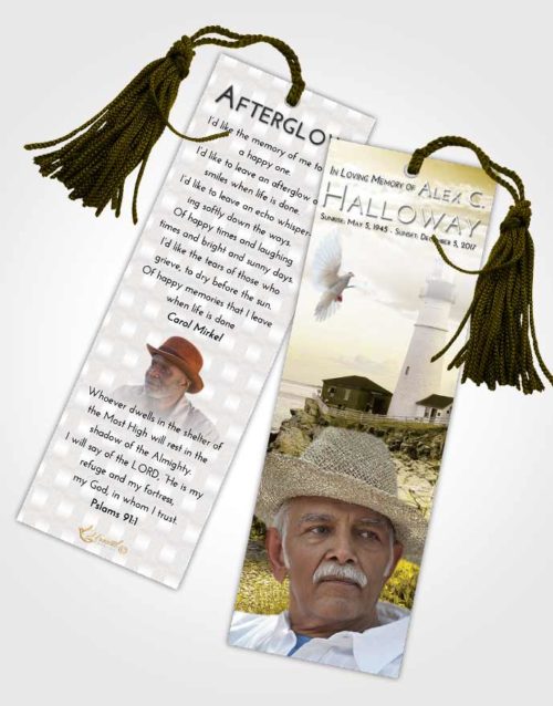 Funeral Bookmark Template Harmony Lighthouse Secret