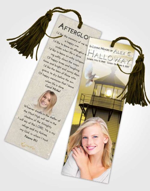 Funeral Bookmark Template Harmony Lighthouse Surprise