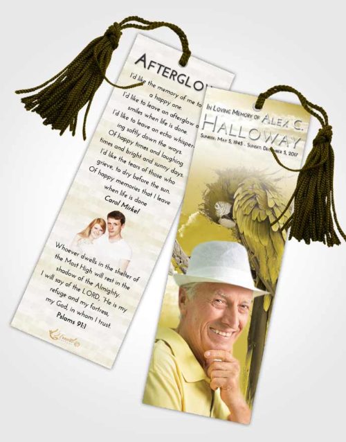 Funeral Bookmark Template Harmony Magical Parrot