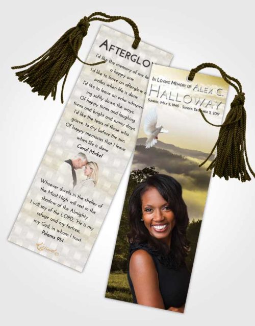 Funeral Bookmark Template Harmony Misty Forest
