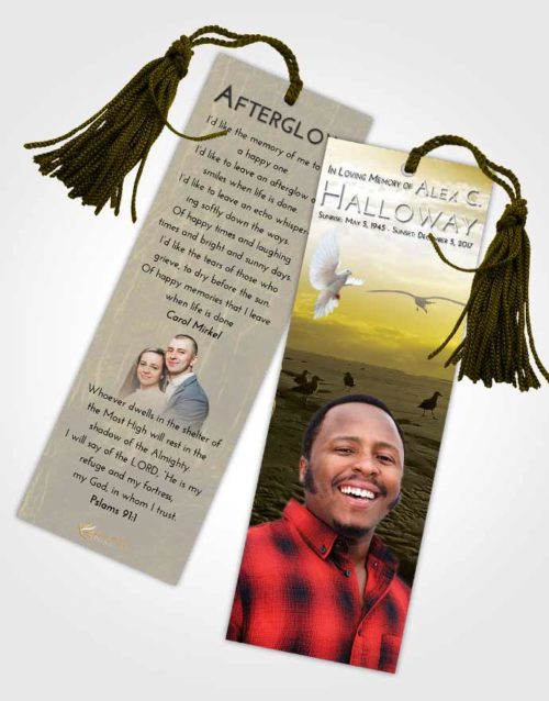 Funeral Bookmark Template Harmony Natural Beach