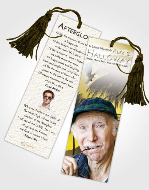 Funeral Bookmark Template Harmony Palm Paradise