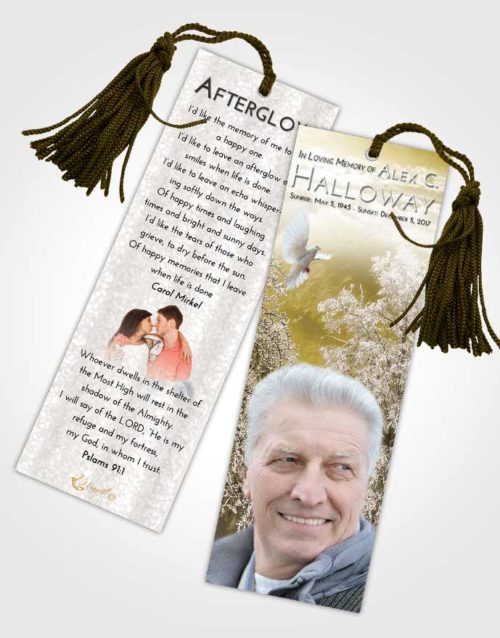 Funeral Bookmark Template Harmony Snowy Love