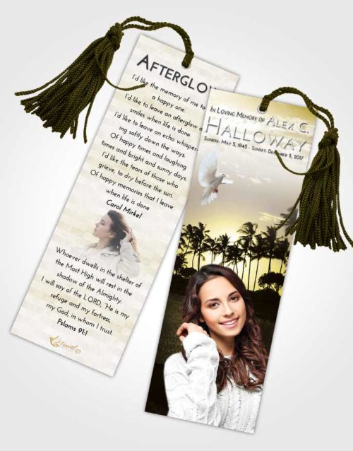Funeral Bookmark Template Harmony Summer Palms