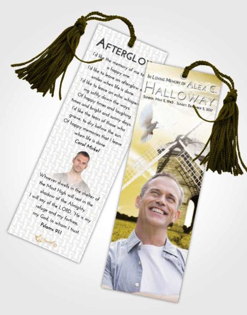 Funeral Bookmark Template Harmony Windmill of Honor