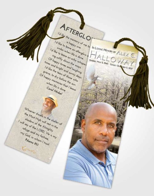 Funeral Bookmark Template Harmony Winter Pond