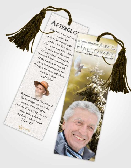 Funeral Bookmark Template Harmony Winter Wonderland