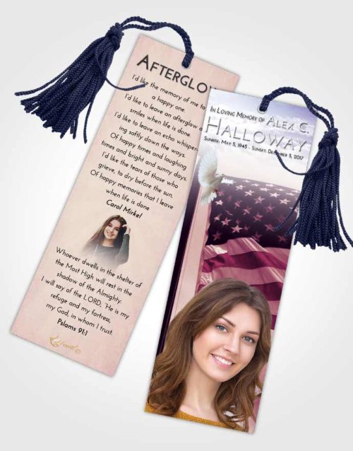 Funeral Bookmark Template Lavender Sunrise American Honor