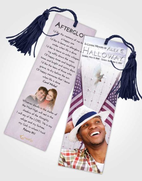 Funeral Bookmark Template Lavender Sunrise American Justice