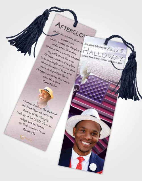 Funeral Bookmark Template Lavender Sunrise American Memory