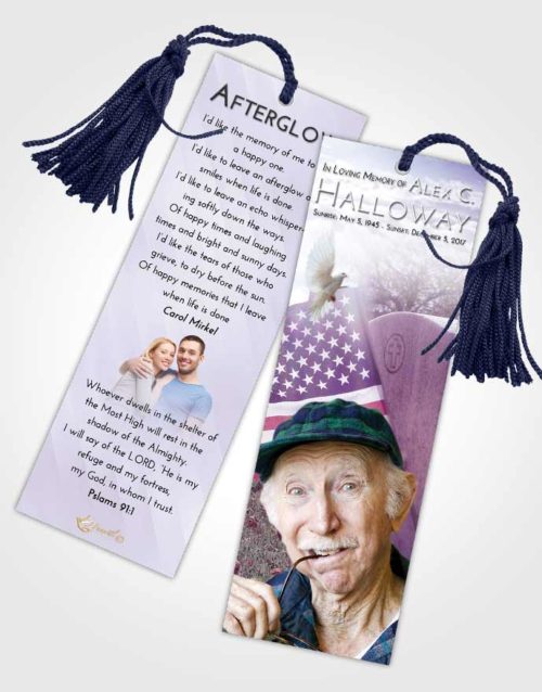 Funeral Bookmark Template Lavender Sunrise American Smile