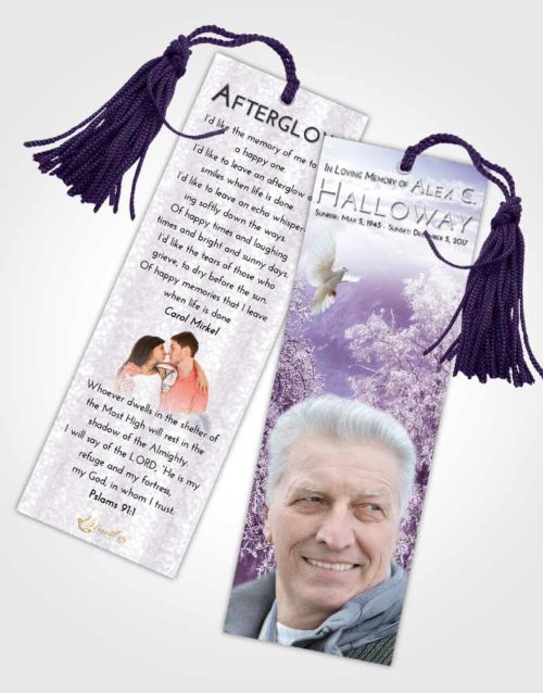 Funeral Bookmark Template Lavender Sunrise Snowy Love