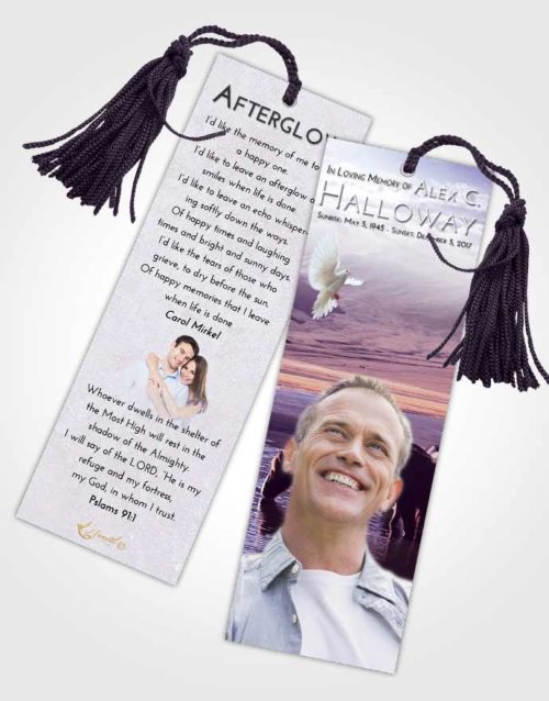 Funeral Bookmark Template Lavender Sunrise Watering Hole