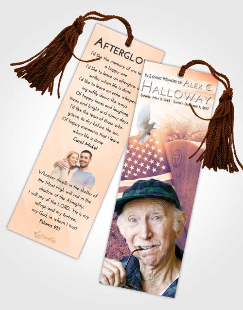 Funeral Bookmark Template Lavender Sunset American Smile