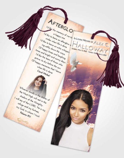 Funeral Bookmark Template Lavender Sunset Sunset Mystery