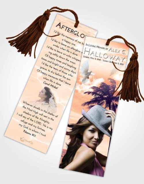 Funeral Bookmark Template Lavender Sunset Tropical Breeze