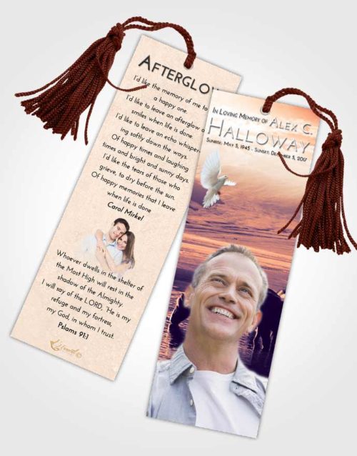Funeral Bookmark Template Lavender Sunset Watering Hole