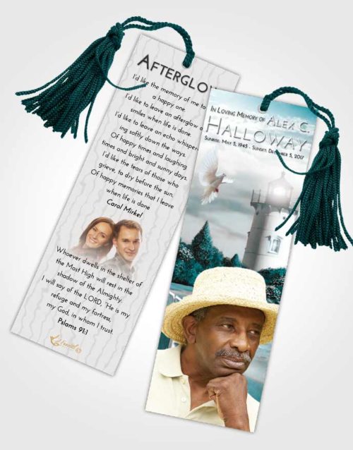 Funeral Bookmark Template Loving Embrace Lighthouse Laughter