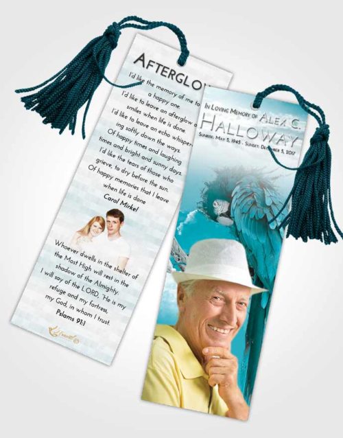 Funeral Bookmark Template Loving Embrace Magical Parrot