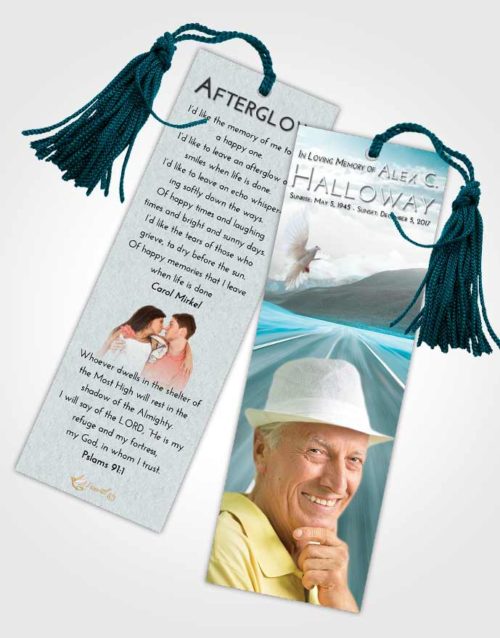 Funeral Bookmark Template Loving Embrace Morning Highway