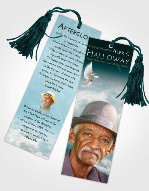 Funeral Bookmark Template Loving Embrace Return to the Clouds