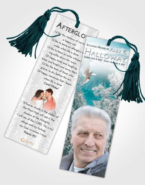 Funeral Bookmark Template Loving Embrace Snowy Love