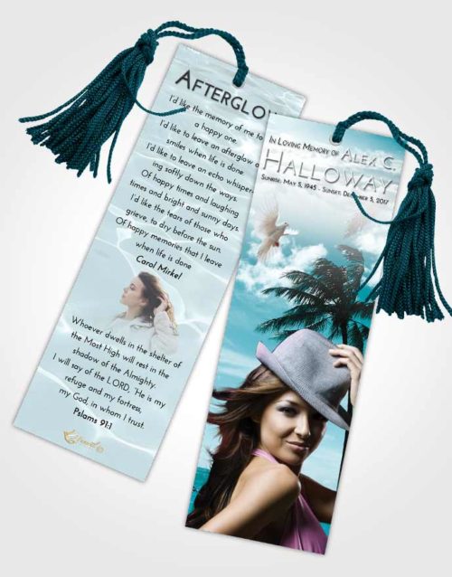 Funeral Bookmark Template Loving Embrace Tropical Breeze