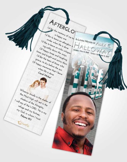 Funeral Bookmark Template Loving Embrace USA