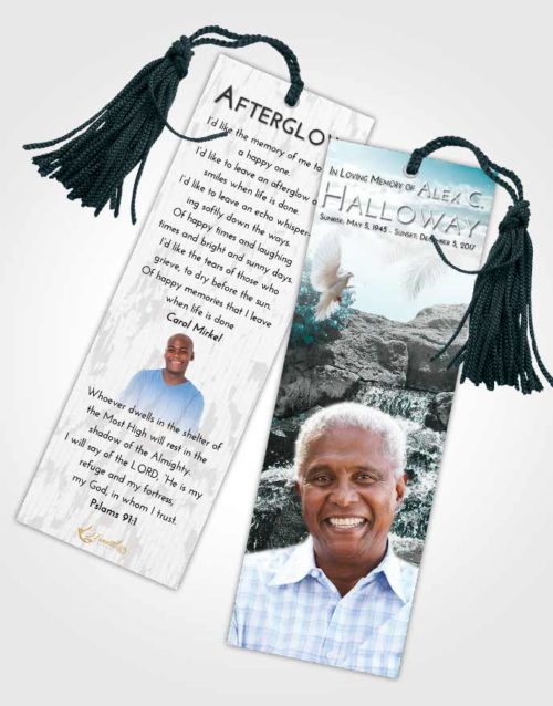 Funeral Bookmark Template Loving Embrace Waterfall Masterpiece