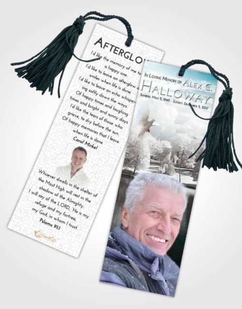 Funeral Bookmark Template Loving Embrace White Winter Park