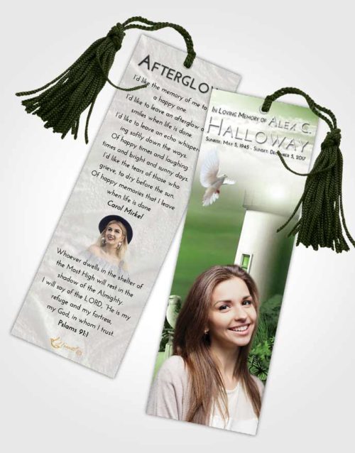 Funeral Bookmark Template Loving Lighthouse Mystery