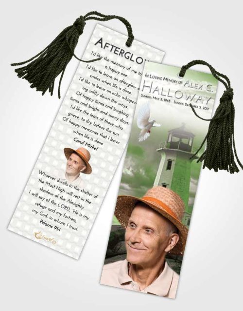 Funeral Bookmark Template Loving Lighthouse Safety