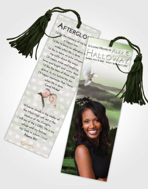 Funeral Bookmark Template Loving Misty Forest