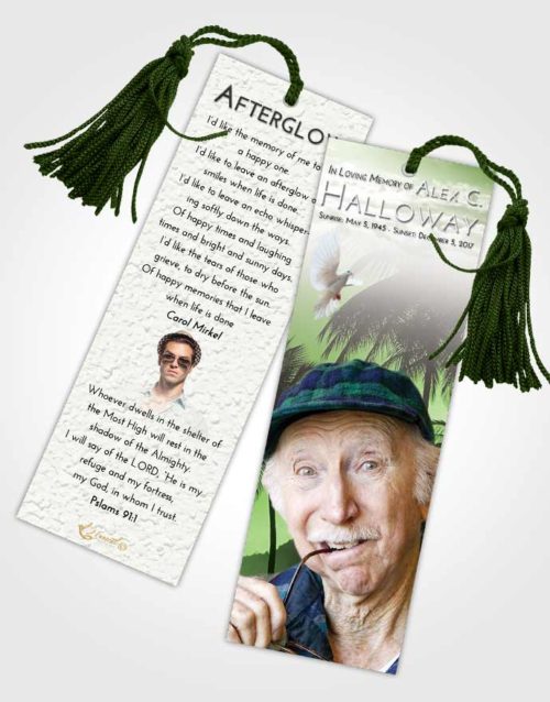 Funeral Bookmark Template Loving Palm Paradise