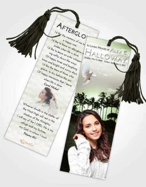 Funeral Bookmark Template Loving Summer Palms